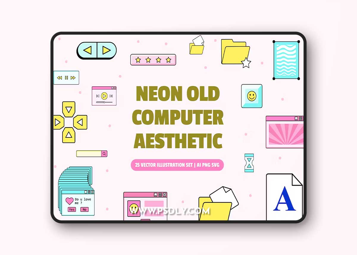 Neon Old Computer Aesthetic Set LXK25MG 1 Neon Old Computer Aesthetic Set LXK25MG