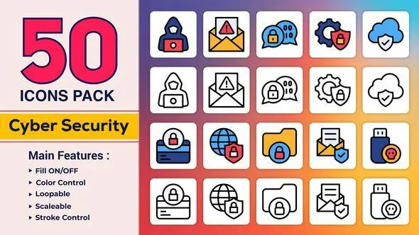 Videohive Dual Icons Pack - Cyber Security Icons 49455376