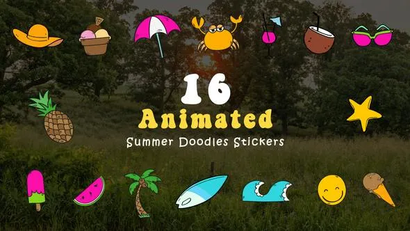 Videohive Vector Animated Summer Doodle Stickers 49457102 1 Videohive Vector Animated Summer Doodle Stickers 49457102