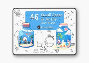 Kawaii Ocean in Jar Procreate Brush