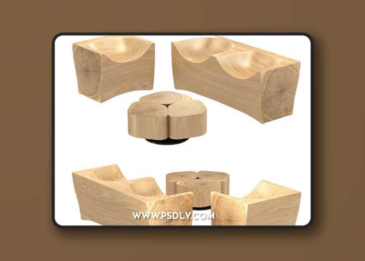 Riva 1920 log armchair toi center table 3d model 1 Riva 1920 log armchair toi center table 3d model