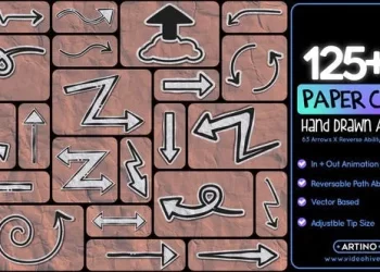 Videohive 125+ Paper Cut Hand Drawn Arrows 52789547