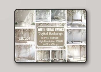 White Floral Swings Backdrops Bundle