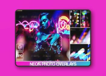 Neon Photoshop Overlays, Bokeh Textures