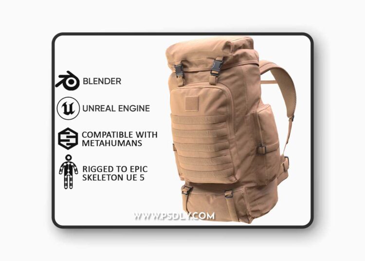 Hiking Backpack 75 - All MH Bodies and UE5 Skeletons - Rigged Low-poly 3D model 1 Hiking Backpack 75 - All MH Bodies and UE5 Skeletons - Rigged Low-poly 3D model