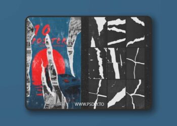 10 Torn Paper Textures Isolated For Poster Design YF5NMCH