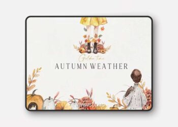 Watercolor Golden Bright Autumn Weather Set
