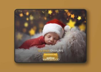 Bokeh star Christmas overlays: transparent PNG