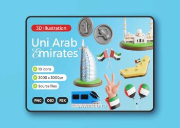 Uni Arab Emirates 3D Icon Set QLM8U4A