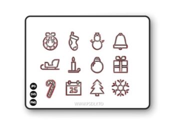 12 Hand Drawn Holiday Ornaments