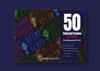 50 Colorful Smoke Flame PNG Brush