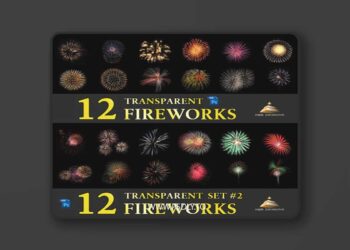 60 Transparent Fireworks - PSD Templates