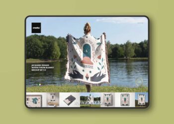 CreativeMarket - Fringed Woven Throw Blanket Mockup 5 - 7400890