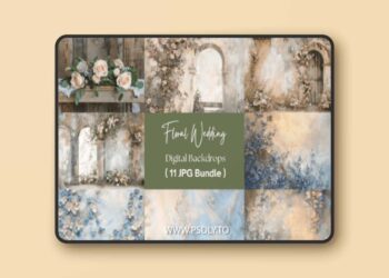 Floral Wedding Digital Backdrops