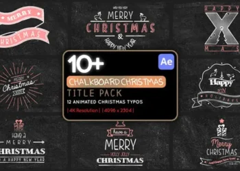 Videohive 12 Chalkboard Christmas Title Pack 4K 55961424