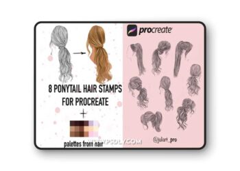 8 Ponytails Hair Brushes for Procreate