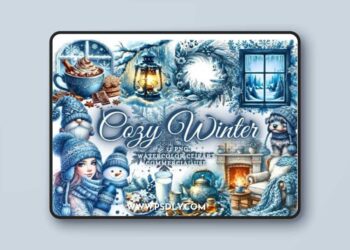 Cozy Winter - 70+ Watercolor Clipart Christmas PNGs