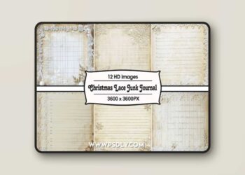 New Year Lace Junk Journal Textures Pack