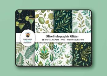 Olive Holographic Glitter Textures