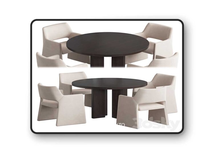 3dsky Pro - Foley Faux chair Wood table 1 3dsky Pro - Foley Faux chair Wood table