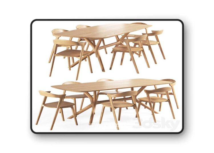 3dsky Pro - Oak-bok chair oak-x table 1 3dsky Pro - Oak-bok chair oak-x table