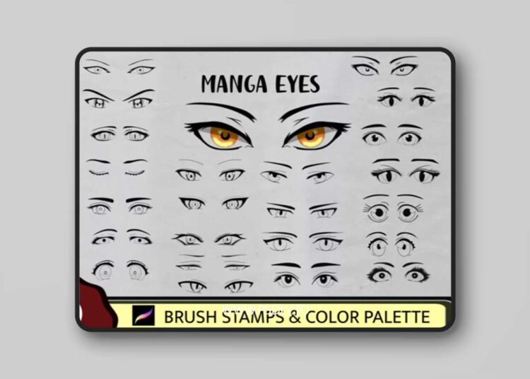 Brushgalaxy - Anime Eyes Stamp Brush Set 1 Brushgalaxy - Anime Eyes Stamp Brush Set