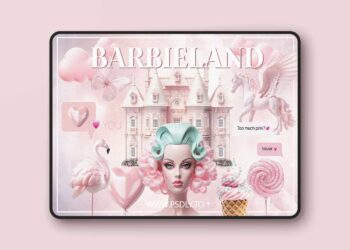 CreativeMarket - BARBIELAND pink graphic collage pack - 31380117