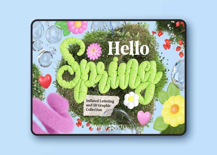 CreativeMarket - Hello Spring - 3D Lettering Set - 92078120 1 CreativeMarket - Hello Spring - 3D Lettering Set - 92078120