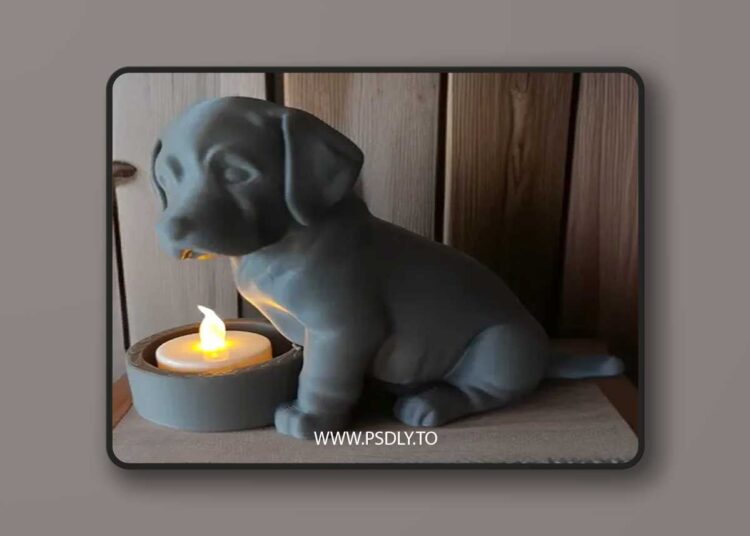 Decorative dog with candle light - 3D figurine 1 Decorative dog with candle light - 3D figurine