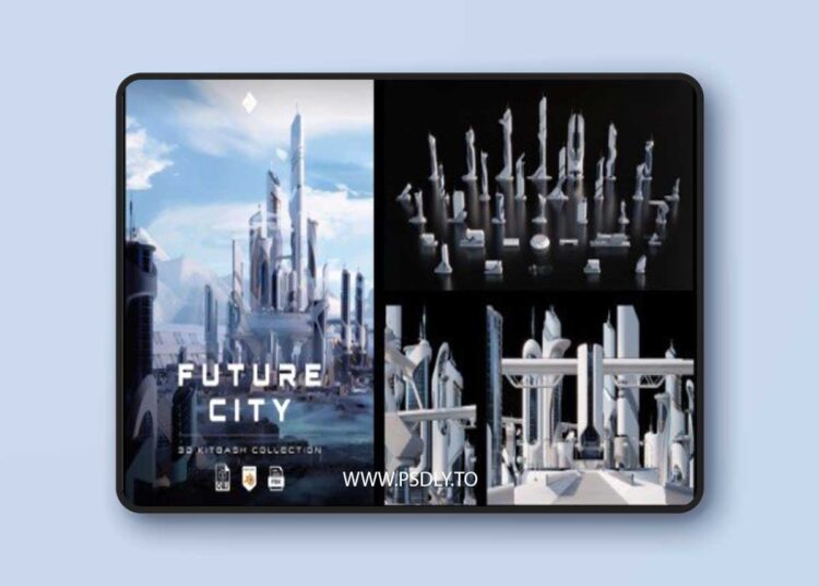 Future City - Futuristic Buildings & Environment Assets 3D Kitbash Pack 1 Future City - Futuristic Buildings & Environment Assets 3D Kitbash Pack