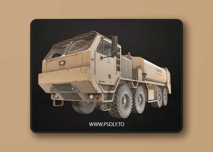 Heavy Military Truck V1 – Tanker Low-poly 3D Model 1 Heavy Military Truck V1 – Tanker Low-poly 3D Model