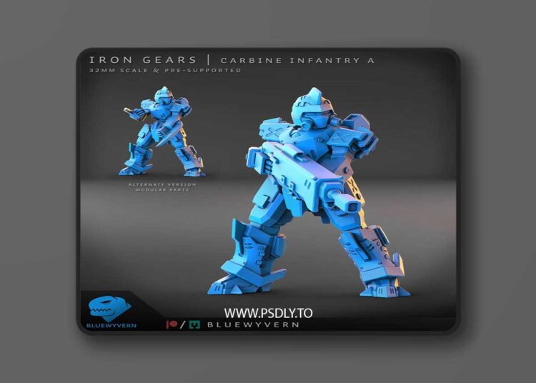 Iron Gears – Carbine Infantry (Modular) – 3D Print Model 1 Iron Gears – Carbine Infantry (Modular) – 3D Print Model