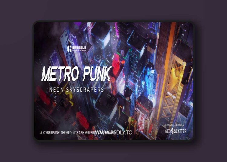 Metropunk Neon Skyscrapers - Cyberpunk Kitbash Greeble Assets 1 Metropunk Neon Skyscrapers - Cyberpunk Kitbash Greeble Assets