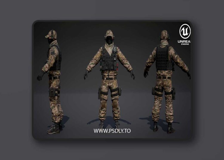 US Modern Assault Soldier Low-poly 3D model 1 US Modern Assault Soldier Low-poly 3D model