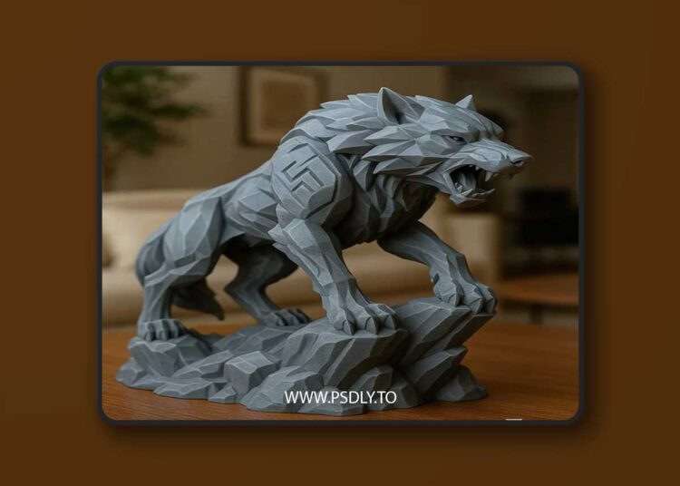 Crowned Wolf – Silent Power of the Night – 3D Print Model 1 Crowned Wolf – Silent Power of the Night – 3D Print Model