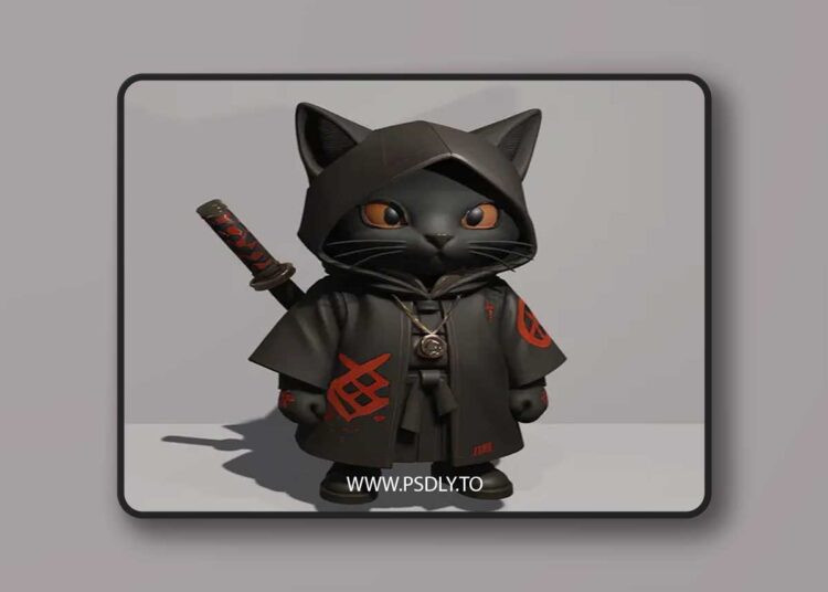 Cute Ninja Cat – 3D Print 3D Model 1 Cute Ninja Cat – 3D Print 3D Model