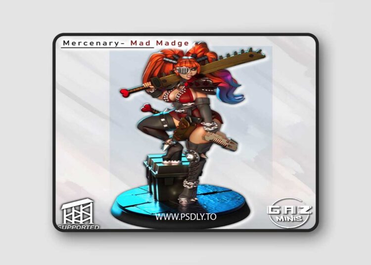 Gaz Minis – Mercenary – Mad Madge – 3D Print 1 Gaz Minis – Mercenary – Mad Madge – 3D Print
