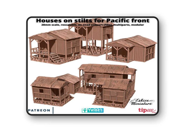 Houses on stilts for Pacific front 3D Print 1 Houses on stilts for Pacific front 3D Print