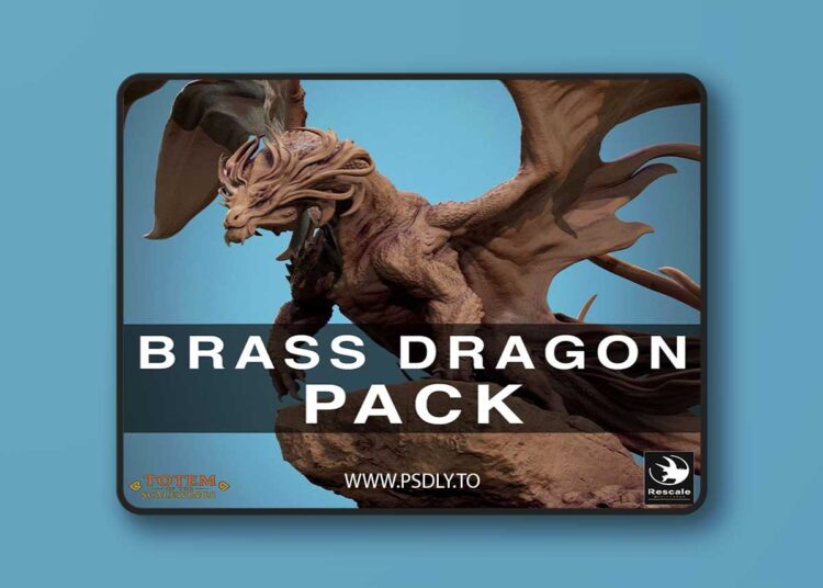 Rescale Miniatures – Metallic Brass Dragon Pack – 3D Print 1 Rescale Miniatures – Metallic Brass Dragon Pack – 3D Print
