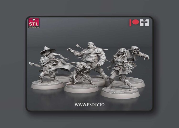 STL Miniatures – Zombie Set 3D Print 1 STL Miniatures – Zombie Set 3D Print