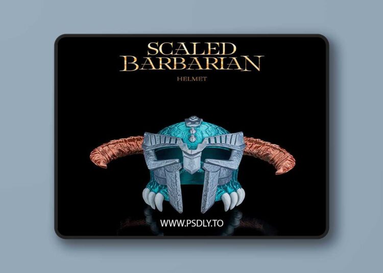 Scaled Barbarian Helmet – 3D Print 1 Scaled Barbarian Helmet – 3D Print