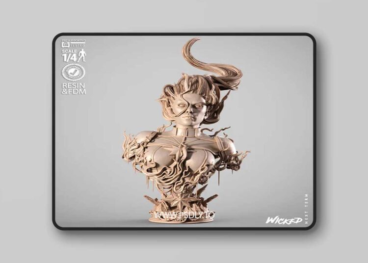 WICKED – Captain Marvel Sculpture 3D Print 3D Model 1 WICKED – Captain Marvel Sculpture 3D Print 3D Model