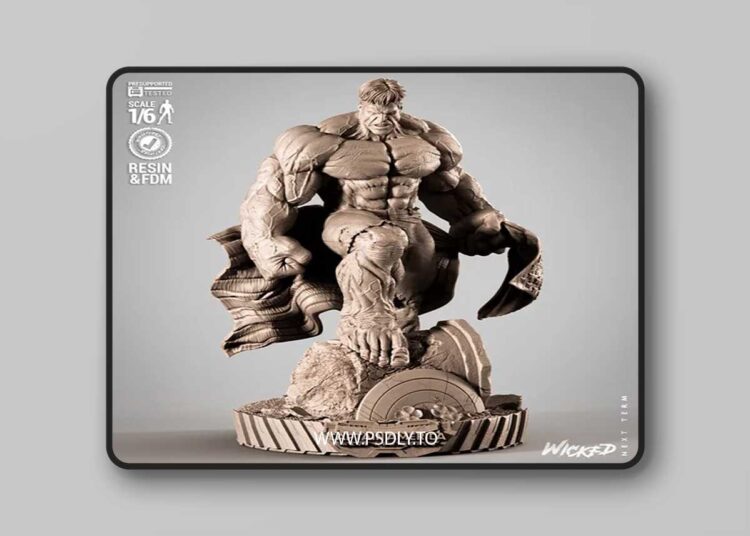 WICKED – Red Hulk Sculpture 3D Print 3D Model 1 WICKED – Red Hulk Sculpture 3D Print 3D Model