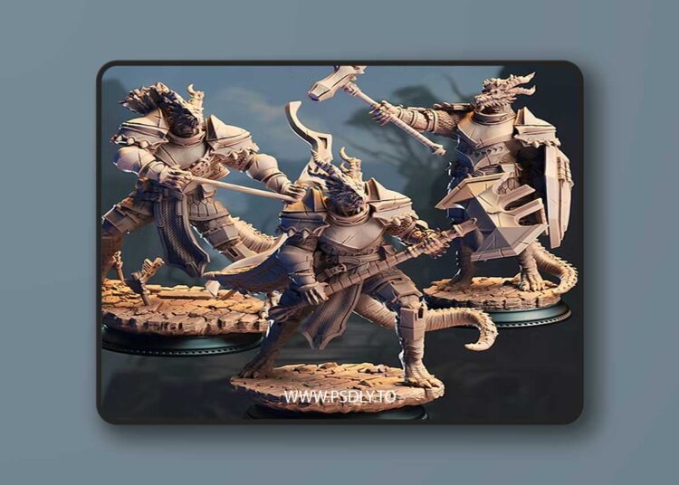 Azmordion’s Chosen – Silver Dragonkin Knights – 3D Print Model 1 Azmordion’s Chosen – Silver Dragonkin Knights – 3D Print Model