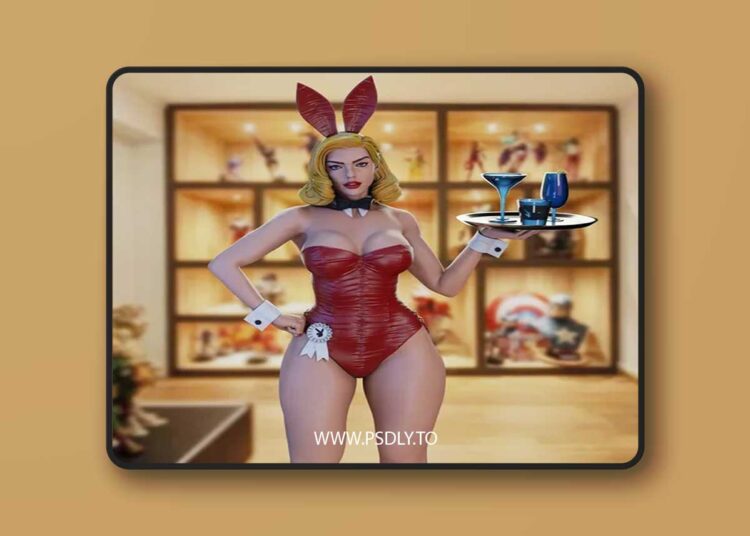 BrunoArt3D – Classic Playboy Bunny Waitress – 3D Print 1 BrunoArt3D – Classic Playboy Bunny Waitress – 3D Print