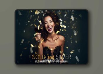 Creativemarket - Gold and Silver Confetti PNG overlay