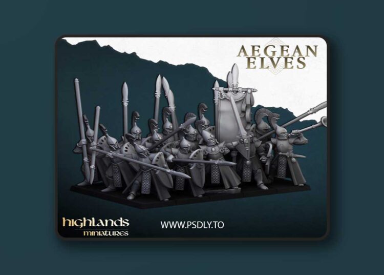 Highlands Miniatures – Aegean Elves Spearmen – 3D Print Model 1 Highlands Miniatures – Aegean Elves Spearmen – 3D Print Model