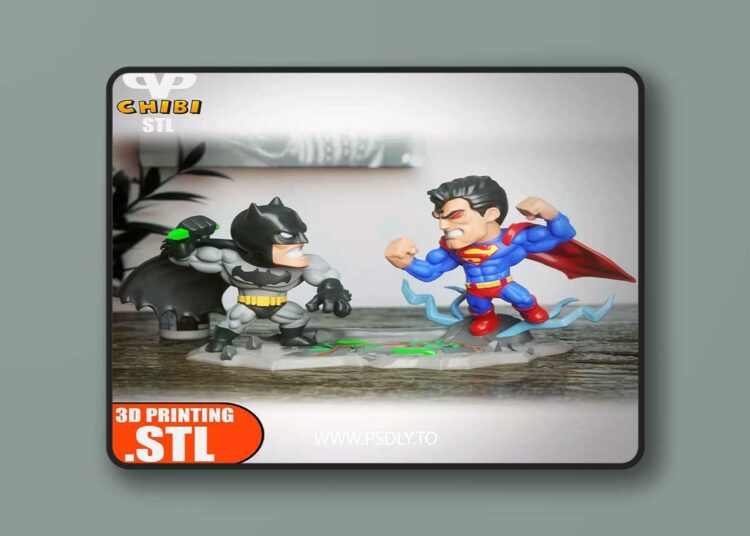 Batman vs Superman Chibi 3D Print 1 Batman vs Superman Chibi 3D Print