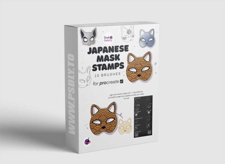 Brushgalaxy - Japanese Mask Stamp Set for Procreate 1 Brushgalaxy - Japanese Mask Stamp Set for Procreate