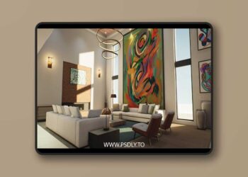 Modern Home / House Interior with 22 Original Modern Paintings (Painting) [4.27 and 5.0 – 5.6]